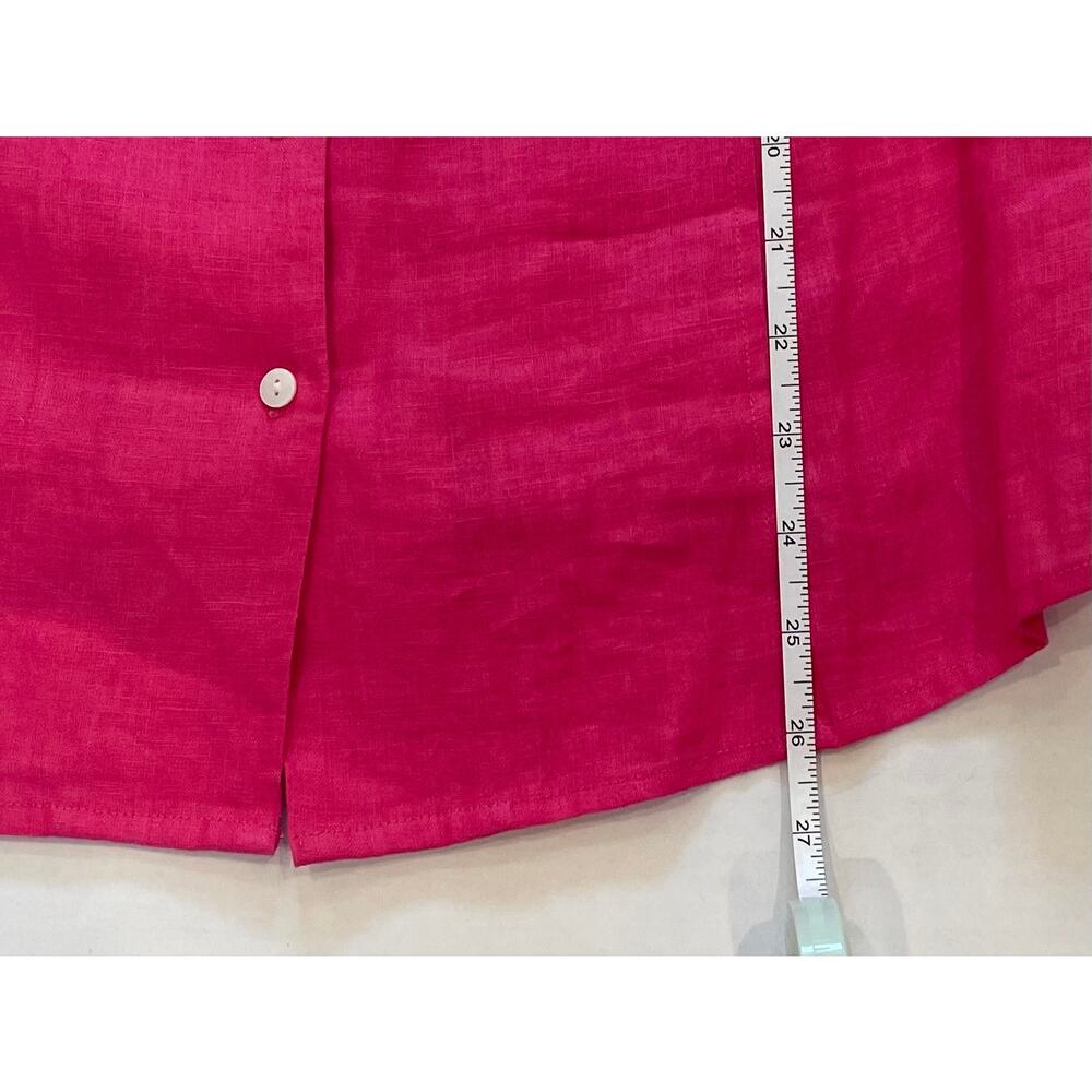 Multiples Pink Linen Button Down Blouse, Short Ru… - image 8